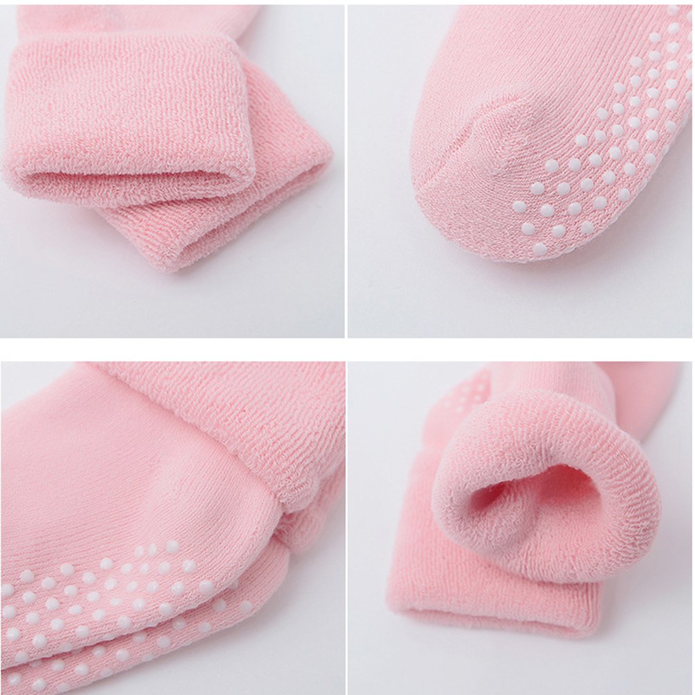 VWU Baby Toddler Kids Ankle Crew Socks with Grips Unisex Warm Thick Cotton Winter Socks 3-12 Months 6 Color