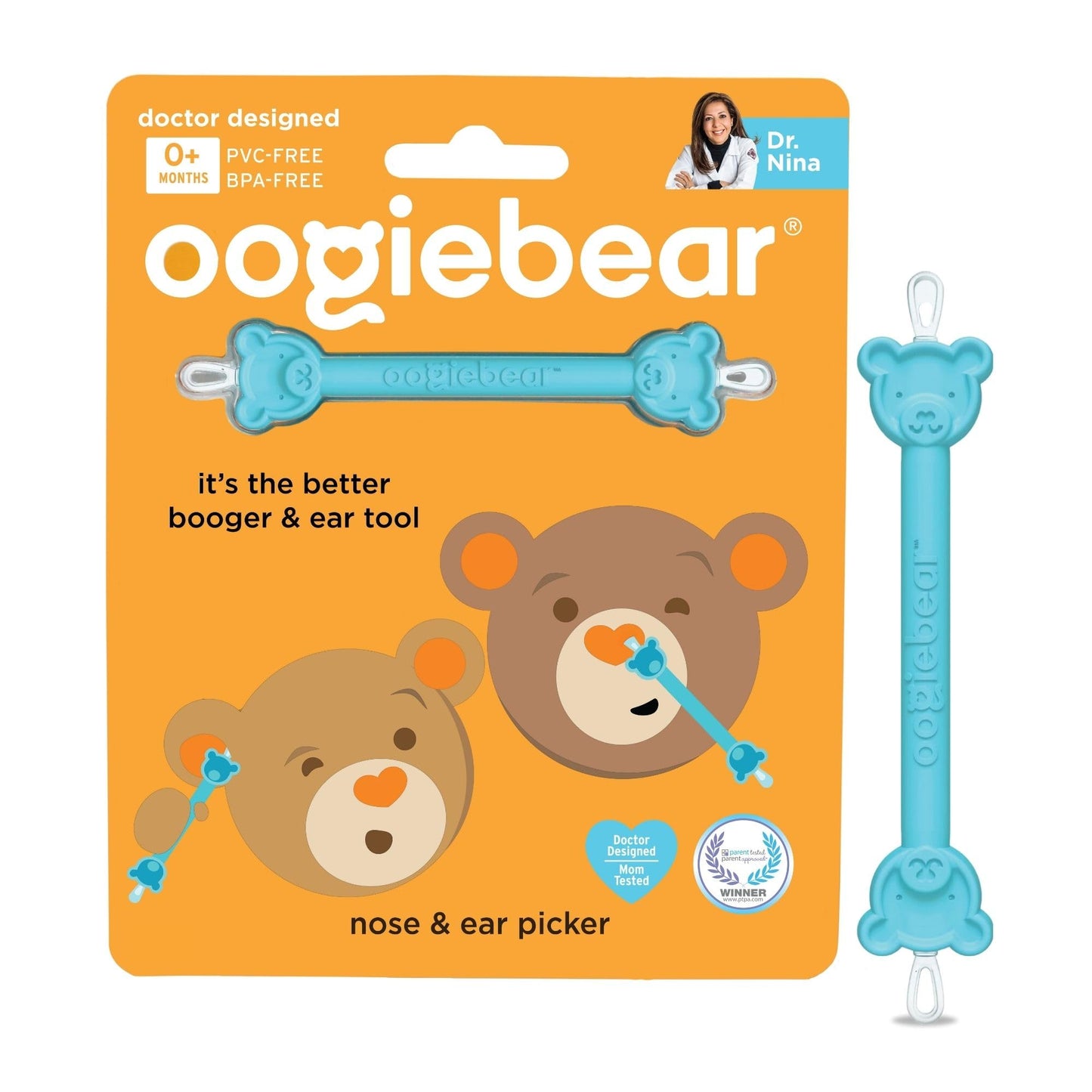 oogiebear: Baby Nose Cleaner & Ear Wax Removal Tool - Safe Booger & Earwax Removal for Newborns, Infants, Toddlers - Dual-Ended - Essential Baby Stuff, Diaper Bag Must-Have - 3 Pack with a Pouch