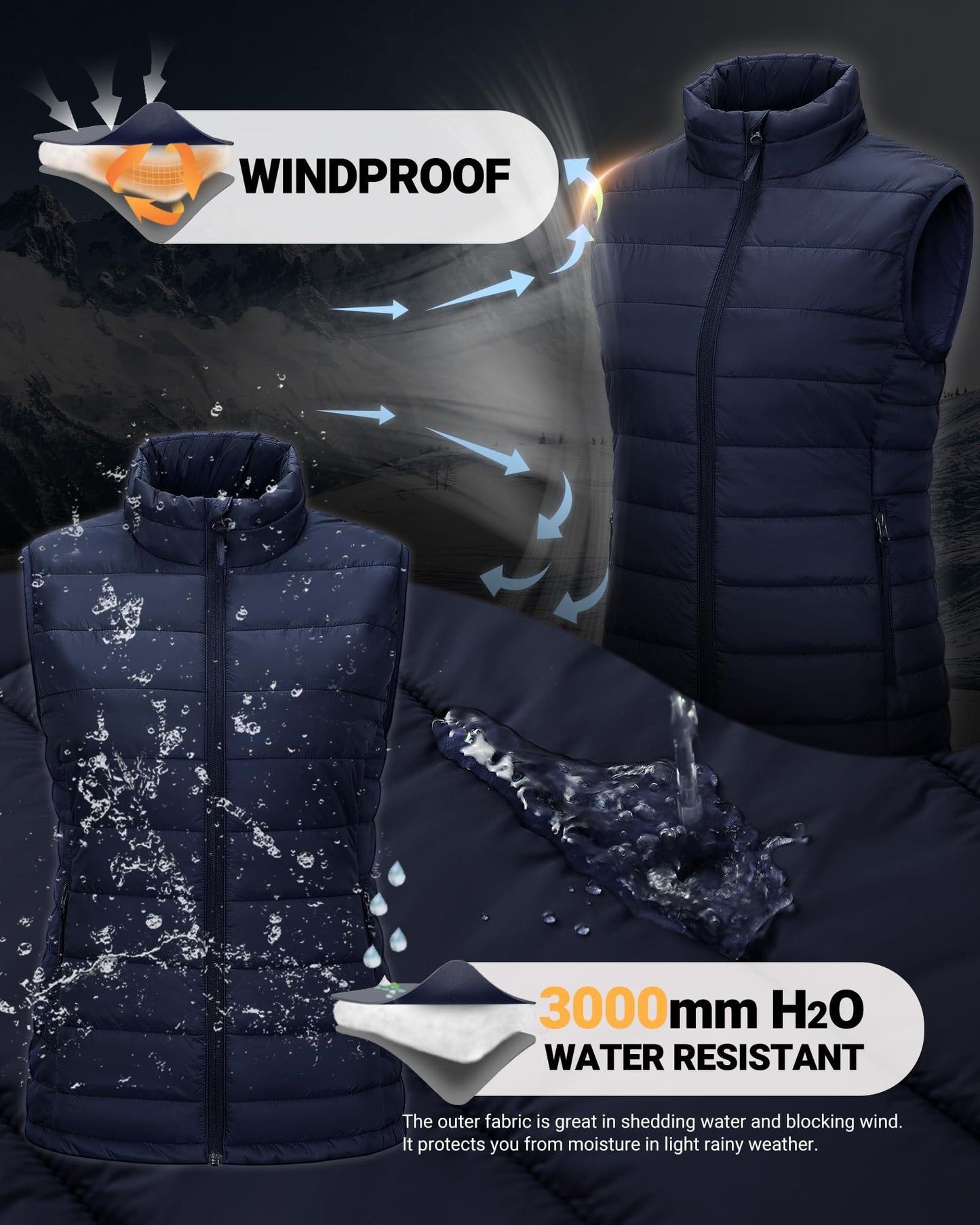 Outdoor Ventures Women's Lightweight Puffer Vest Outerwear Zip Up Warm Sleeveless Winter Jacket Padded Gilet Quilted Coat