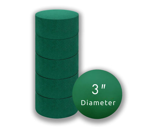 Pack of 6 FLOFARE Round Floral Foam Blocks for Fresh and Artificial Flowers, (6" X 1.5"), Dry & Wet Green Flower Foam for Flower Arrangements and Florist Supplies