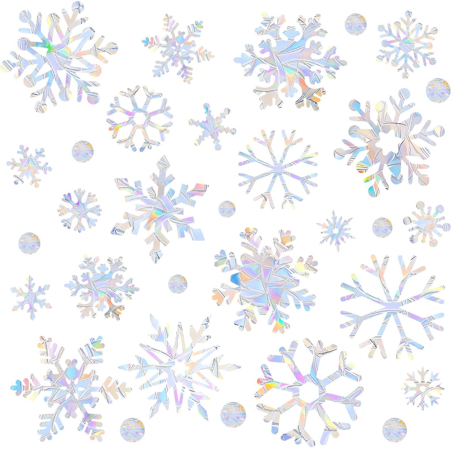 216pcs Christmas Snowflake Window Clings for Glass Windows Decorations, 8 Sheets Iridescent Static Snowflake Window Decal Stickers for Christmas Windows Decor ﻿