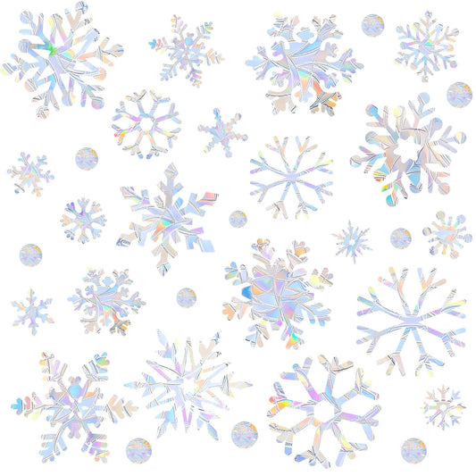 216pcs Christmas Snowflake Window Clings for Glass Windows Decorations, 8 Sheets Iridescent Static Snowflake Window Decal Stickers for Christmas Windows Decor ﻿
