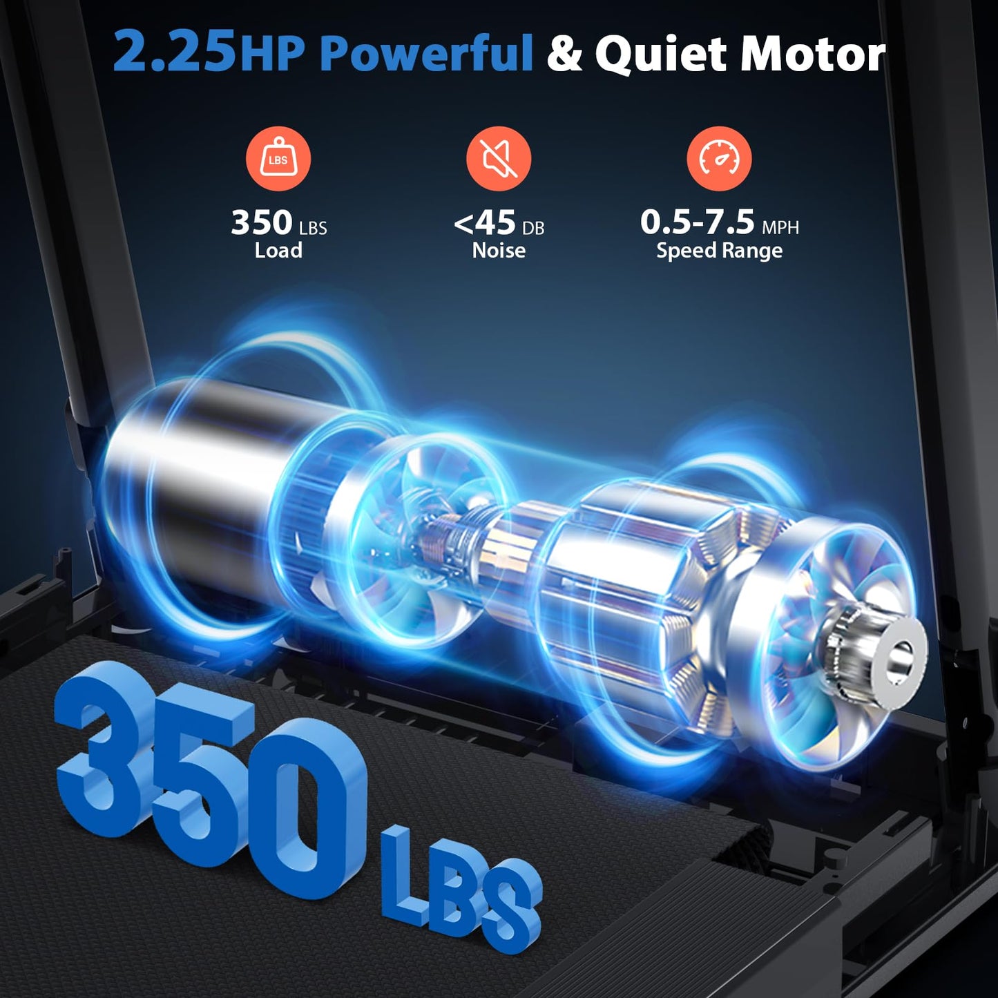 CIIHI Walking Treadmill for Senior - 350 lbs Senior Treadmill for Home with Long Handrails - Recovery Fitness Exercise Machine for Elder with Desk Workstation, Bluetooth Speaker