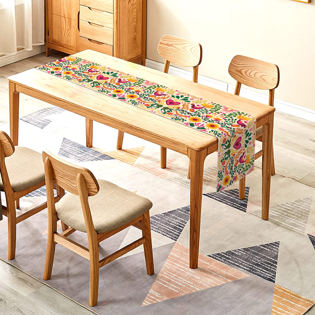 Sunwer Mexican Fiesta Table Runner Mexico Cinco De Mayo Party Decoration Dia De Los Muertos Supply Home Kitchen Dining Room Decor(13" x 72")