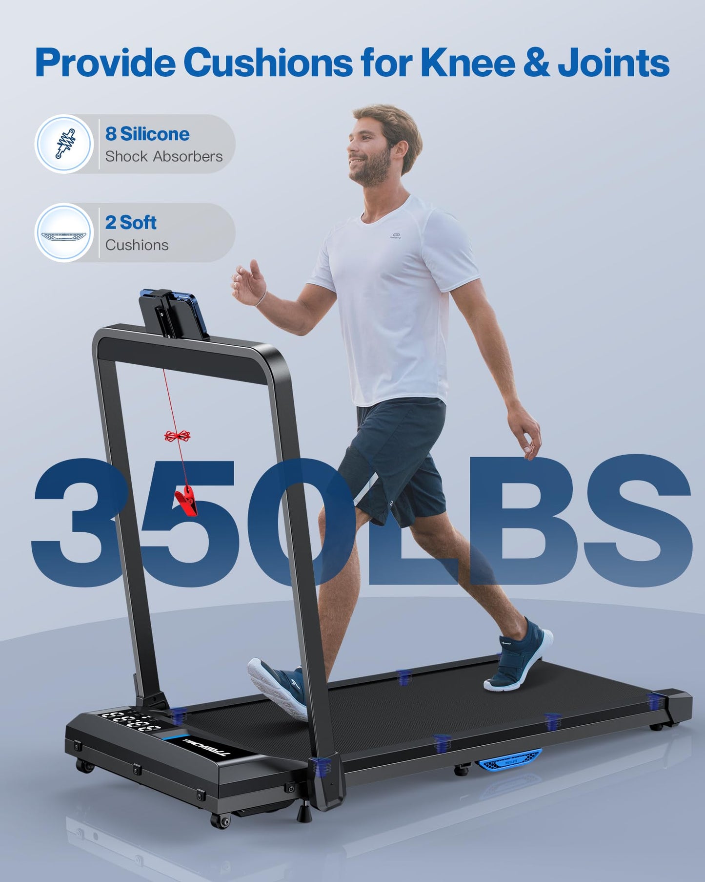 Under Desk Walking Pad Treadmill: Incline Voice Controlled Smart Treadmill 350 lbs Capacity for Home Office Use, Compatible with KINOMAP WELLFIT App