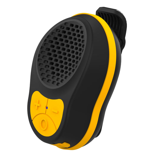 STDFORU Small Wearable Bluetooth Speaker Clip On Wireless Jobsite Pro Water-Resistant Portable Bluetooth Speaker Mini Wearable Speakers with Microphone for Workout Cycling Running (Black+Yellow)