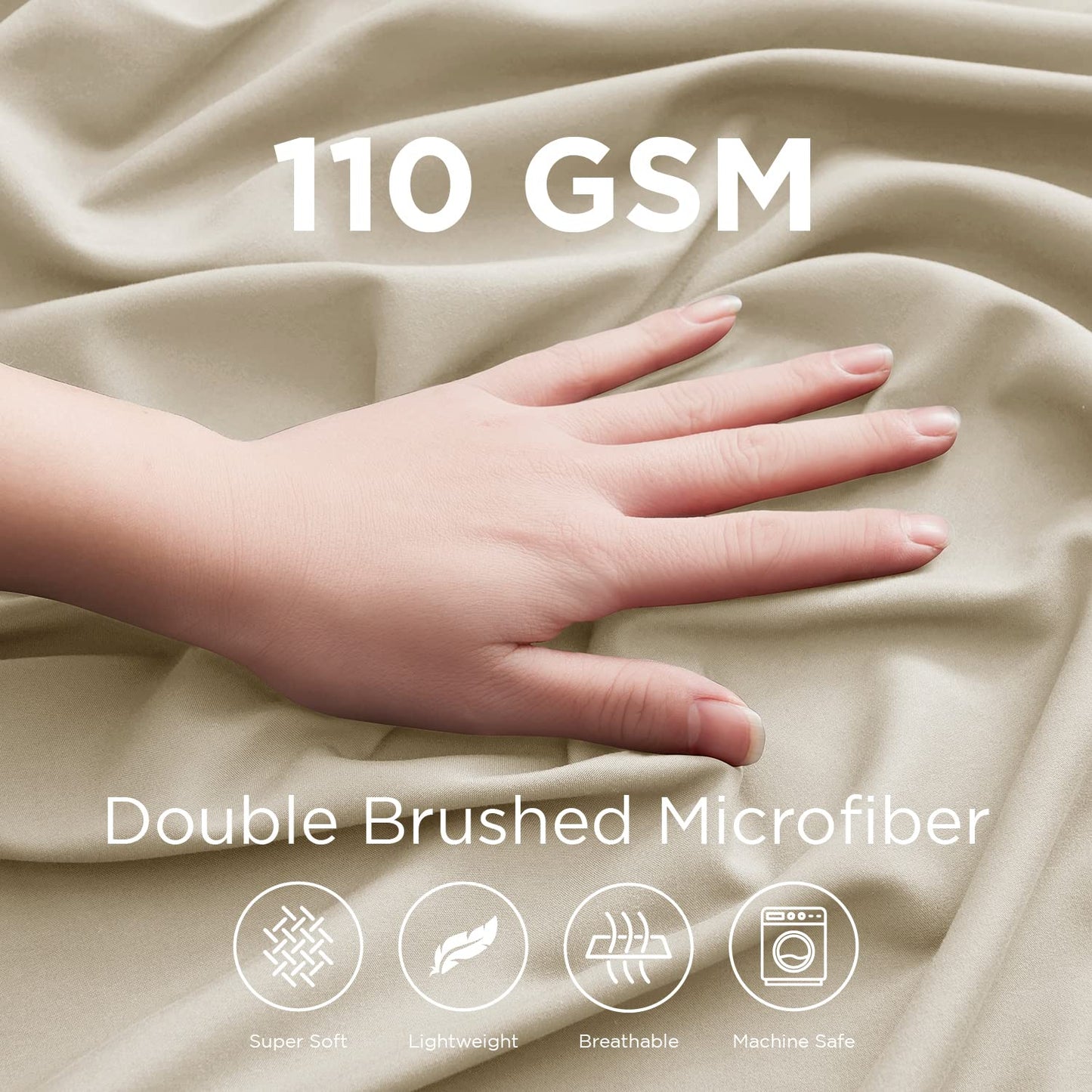 Empyrean Beige Cream Extra Deep Pocket King Fitted Sheet Only, Hotel Luxury King Size Fitted Sheets Easily Fits 18 to 24 Inch Mattress, Super Soft, Wrinkle-Free Bottom Sheets with Corner Straps