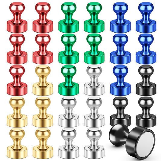 Niuknow 30Pcs Fridge Magnets, Strong Refrigerator Magnets, Decorative WhiteBoard Magnets, Neodymium Magnetic Push Pins, Suitable for Kitchen, Classroom, Decoration, Organization (Multi Color)