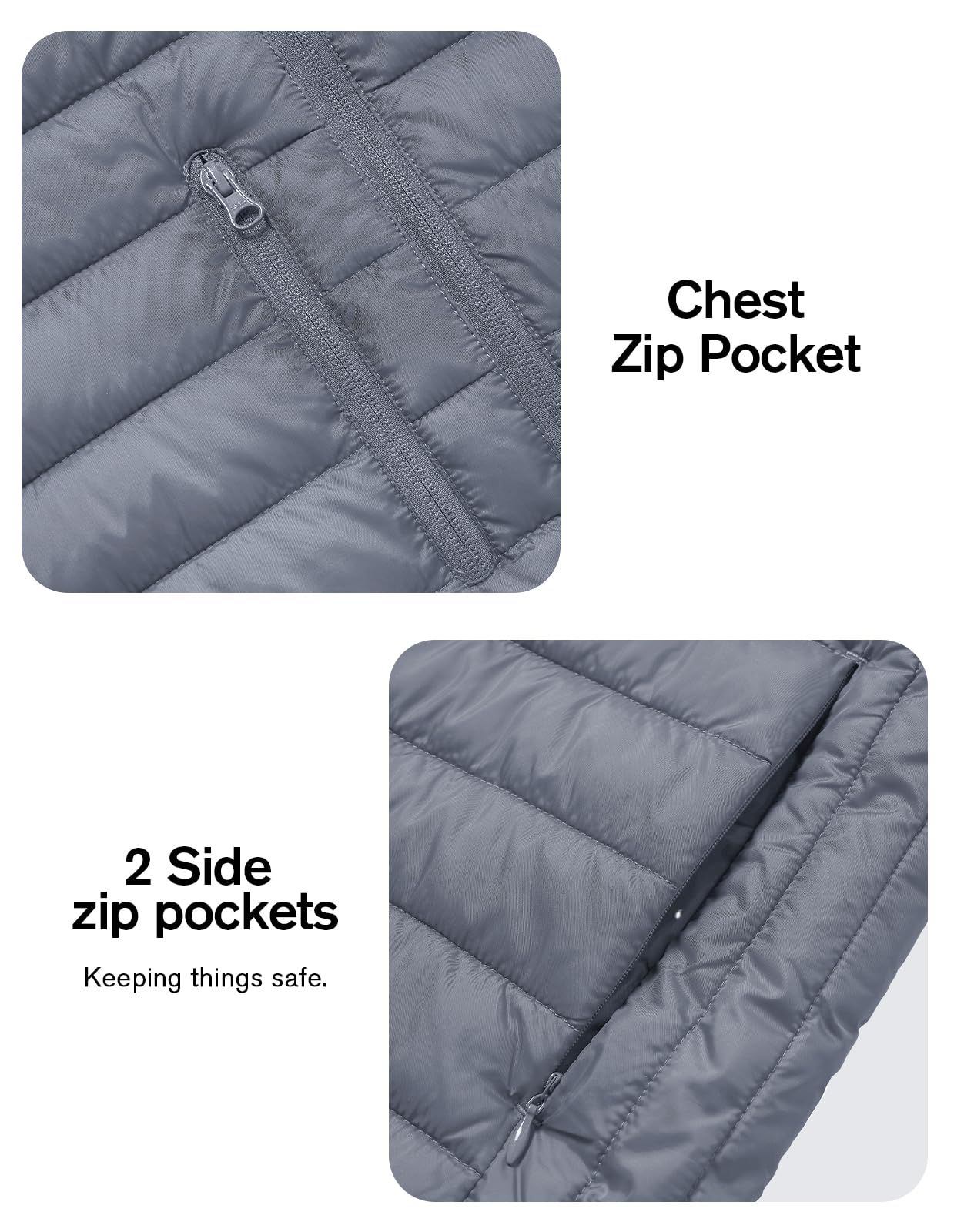 fit space Classic Puffer Jacket for Girl Boy Synthetic Down Jacket Lightweight Winter Warm Coat Padded Insulated Quilted Zip-Off Hood (4'3''~4'7'' Grey)