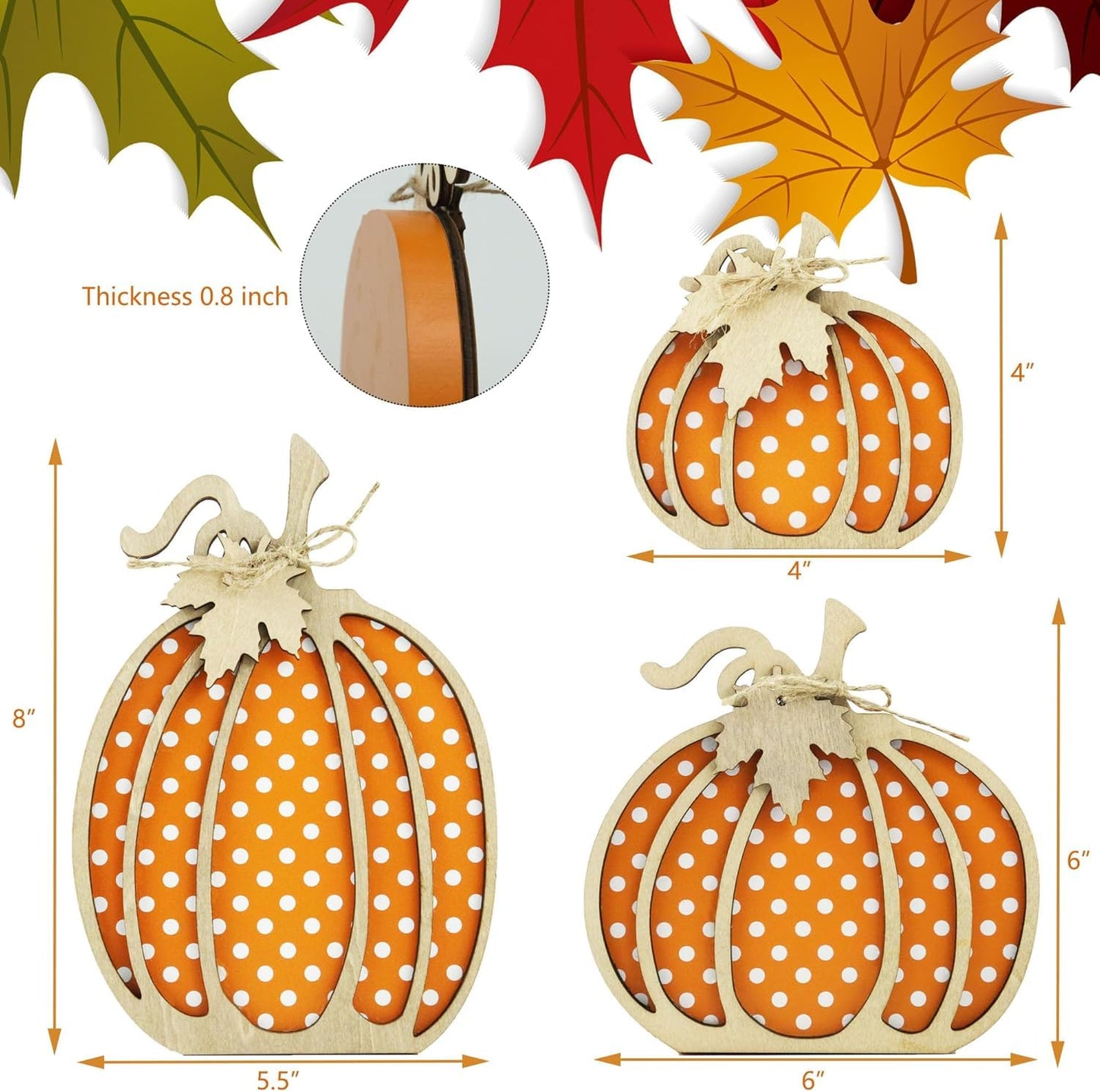 Fall Decor Wooden Pumpkin Decorations for Home 3PCS Autumn Pumpkin Farmhouse Harvest Decorations Self Sitters Mantel Table Sign Tiered Tray Decor