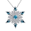 Elensan Women's 925 Sterling Silver Blue Crystals Snowflake Pendant Fashion Necklace Collarbone Chain