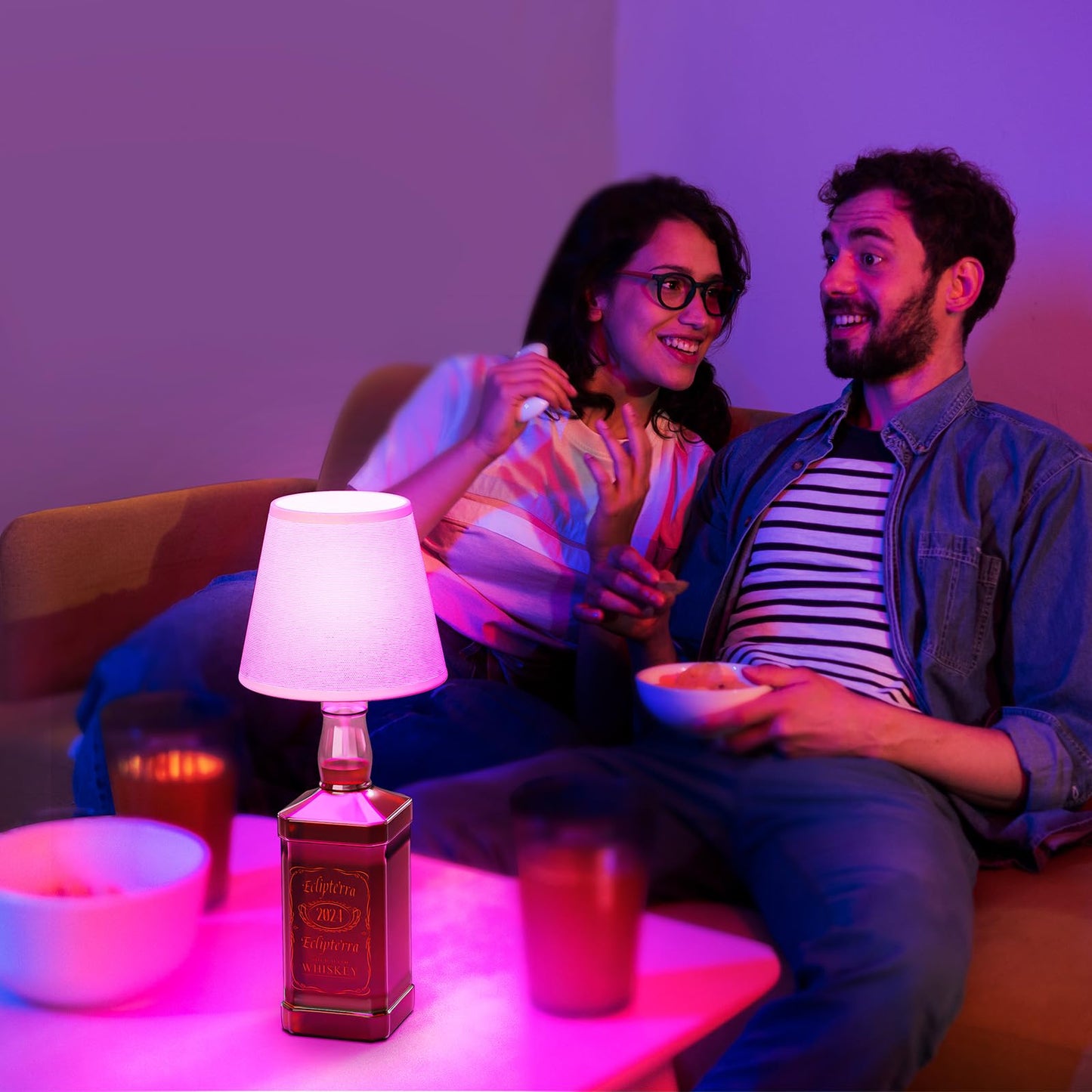 Eclipterra Cordless LED Bottle Lamp 5000mAh Battery Portable Wireless Table Lamp Wine Bottle Lamp for Indoor Outdoor Dining Bedroom with Remote (White, 1 Pack)