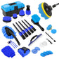 35Pcs Car Detailing Kit, Drill Brush Attachments with Detailing Brush Set and Tools Box, Red Auto Cleaning Kit Interior for Wheels, Dashboard, Windows (B：35PCS-R)