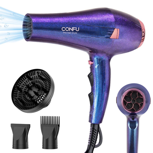 CONFU Hair Dryer, Professional Ionic Salon Blow Dryer with Diffuser for Women and Men, 5X Fast Drying, Powerful and Quiet Hair Blow Dryer for Fast & Easy Styling (1875 Watts)