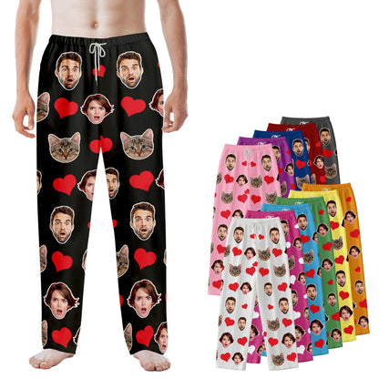 Bemaystar Custom Pajama Pants with Photo Men Women,Personalized Pajama Pants Gifts,Personalized GIfts for Dad Mom