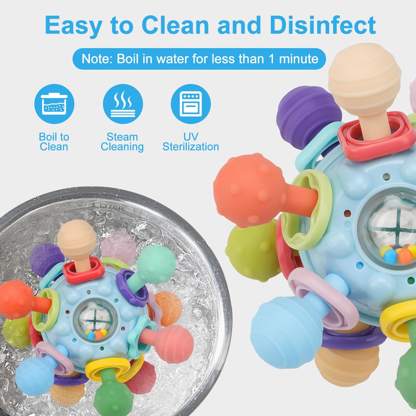 Baby Montessori Teething Toys for 0-6 6-12 Months, Food Grade Teether Sensory Toys for Babies 0 3 6 9 12 Months, Infant Newborn Developmental Learning Rattle Toys Gifts for Baby Boys Girls