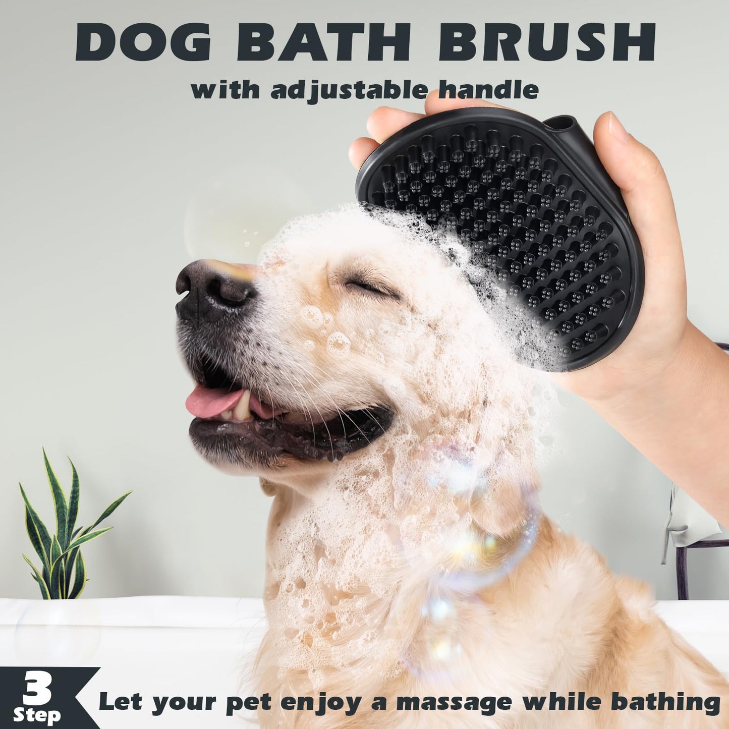 Augwind 3PCS Self Cleaning Slicker Brush & Pet Grooming Rake & Bath Brush for Dogs and Cats | Skin Friendly Deshedding Grooming Tool & Double-Sided Dematting Tool | Premium Pet Supplies (Green Black)