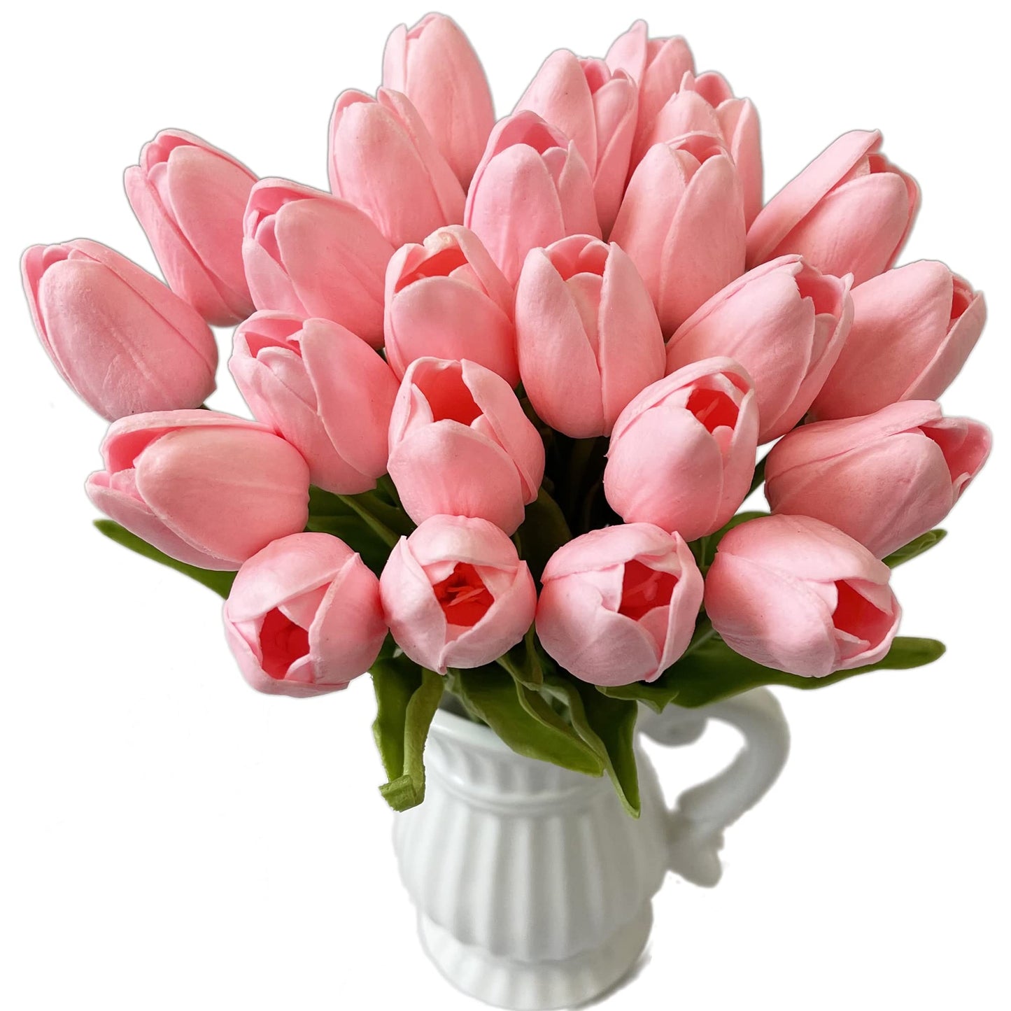 UKELER Pink Tulips Artificial Flowers Bulk 24 Pcs Fragrant Real Touch Artificial Tulip Flowers for Home Kitchen Wedding Birthday Party Decorations