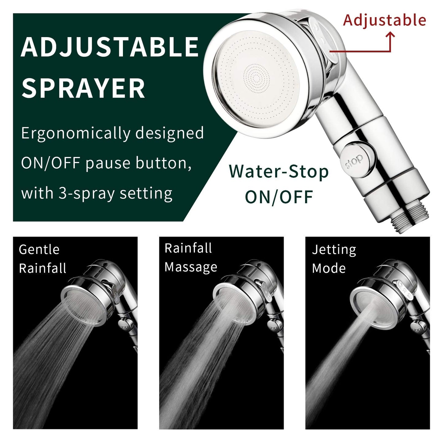 ZCONIEY Sink Faucet Sprayer Attachment Hair Pet Rinser Showerhead with Stop Water-saving Function