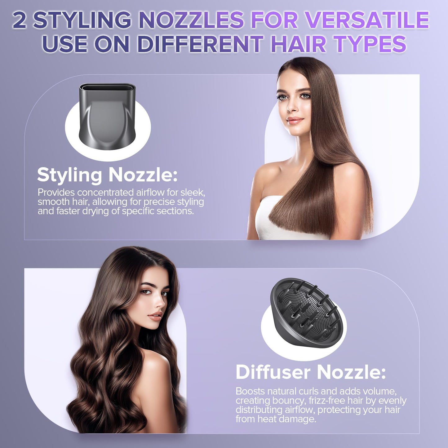 Hair Dryer, 160000 RPM Ionic Hair Dryer Portable Lightweight Blow Dryer with 500 Million Negative Ions, Fast-Drying, Lightweight and Quiet with Diffuser & Nozzle, Perfect for Home and Travel-Black