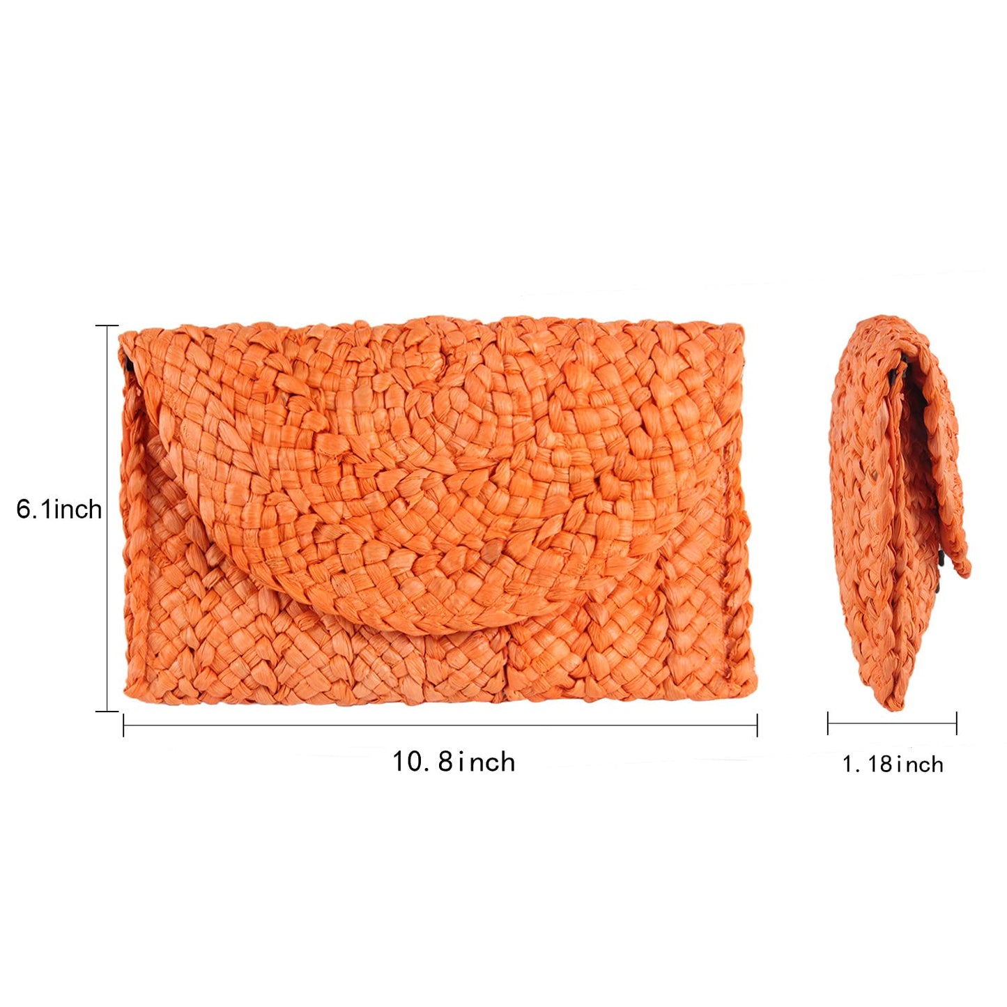 KUANG! Womens Straw Clutch Purse Handbag Shoulder Clutch Envelope Wallet Beach Straw Purse for Ladies