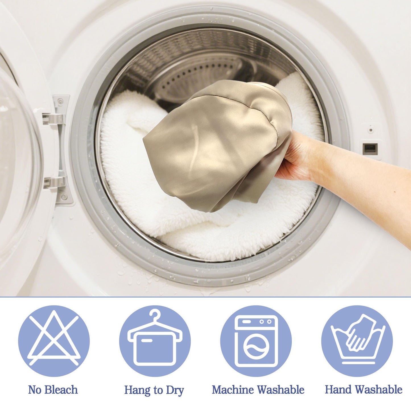 xcivi Satin Pillowcase for Contour Memory Foam Side Sleeper Support Pillow, Pillowcover for Knee Pillow, Smooth & Soft Pillow Cover (Champagne)