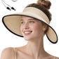 Sun Visor Hat for Women, Wide Brim Straw Visors Beach Hat Roll Up Foldable Beach Visors Summer UV Protection