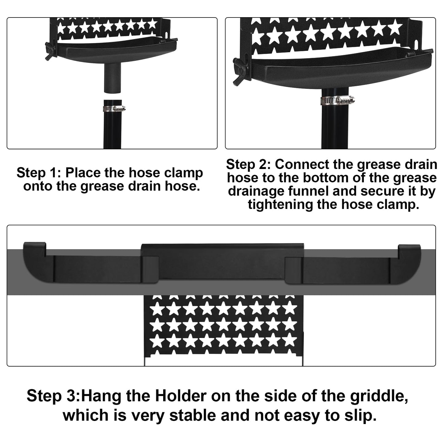 Blackstone Upgraded Rear Griddle Grease Catcher – BBQ Oil Drainer & Grease Funnel with Spatula Holder, Compatible Drain Kit for 36", 28", 22", and 17" Blackstone Griddles