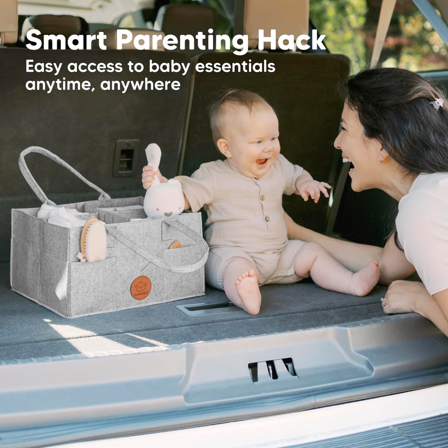 KeaBabies Baby Diaper Caddy Organizer with Handle - Portable Baby Organizers and Storage for Nursery, Changing Table, Large Travel Car Caddy, Girls,Boys Shower Gift Basket,New Mom Gifts(Classic Gray)