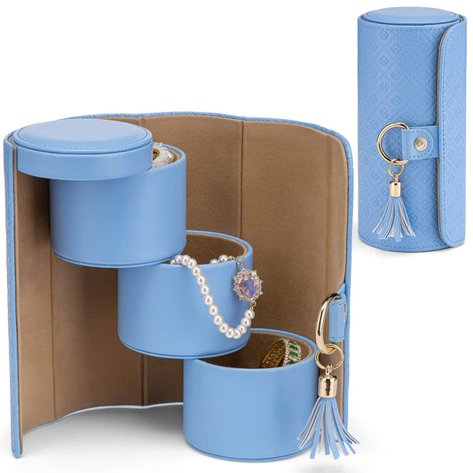 Vlando Travel Jewelry Case for Women, Travel Essential, Travel Must Haves Jewelry Travel Organizer for Girls, Christmas Gifts for Travelers Couples Mom Friends - Black