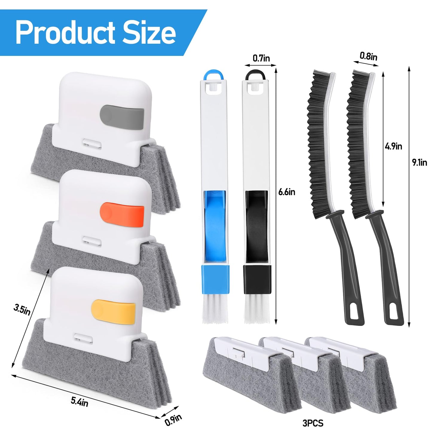 Palksky Window Track Cleaner Set, Window Groove Cleaning Brush Tools, 7 Pieces