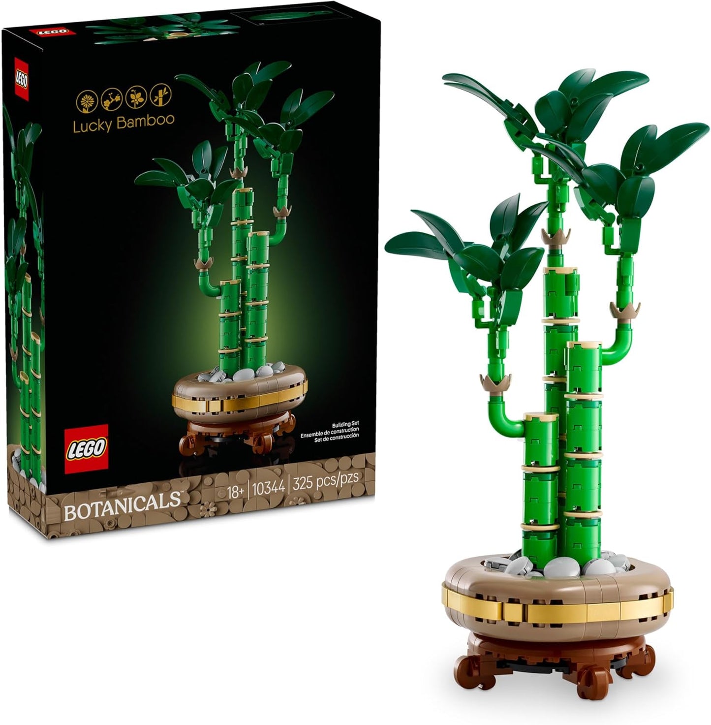 LEGO Botanicals Lucky Bamboo Building Set - Artificial Plant for Indoor Home Décor, Adults Ages 18+ - Fake Plant Decoration for Table, Desk, Office - Gift for Graduation - 10344