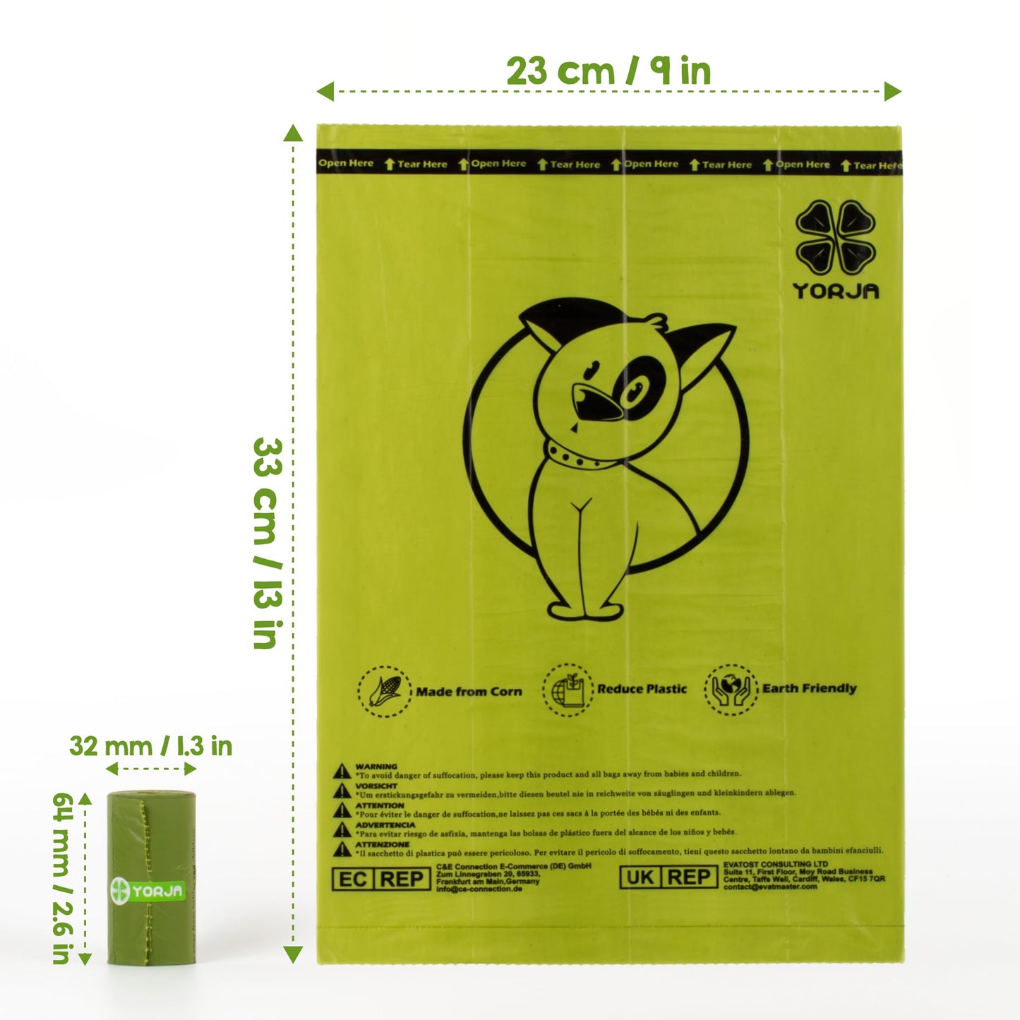 YORJA Dog Poop Bags Rolls, 720 Pet Waste Bags, 100% Leak Proof Extra Thick and Strong Corn Starch Blend