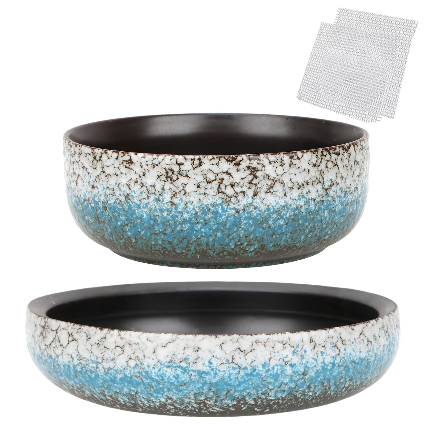 kilolfy 2pc Pot 6.5" 8.5" Glazed Ceramic Succulent Planter Container