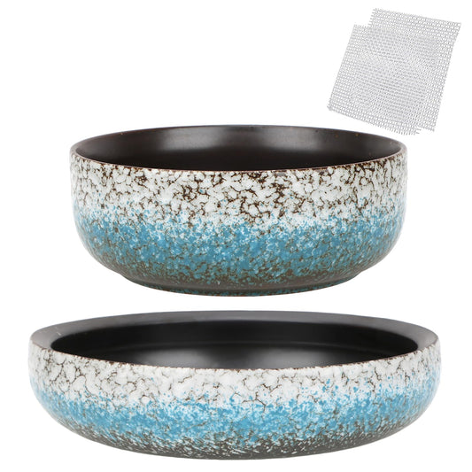 kilolfy 2pc Pot 6.5" 8.5" Glazed Ceramic Succulent Planter Container