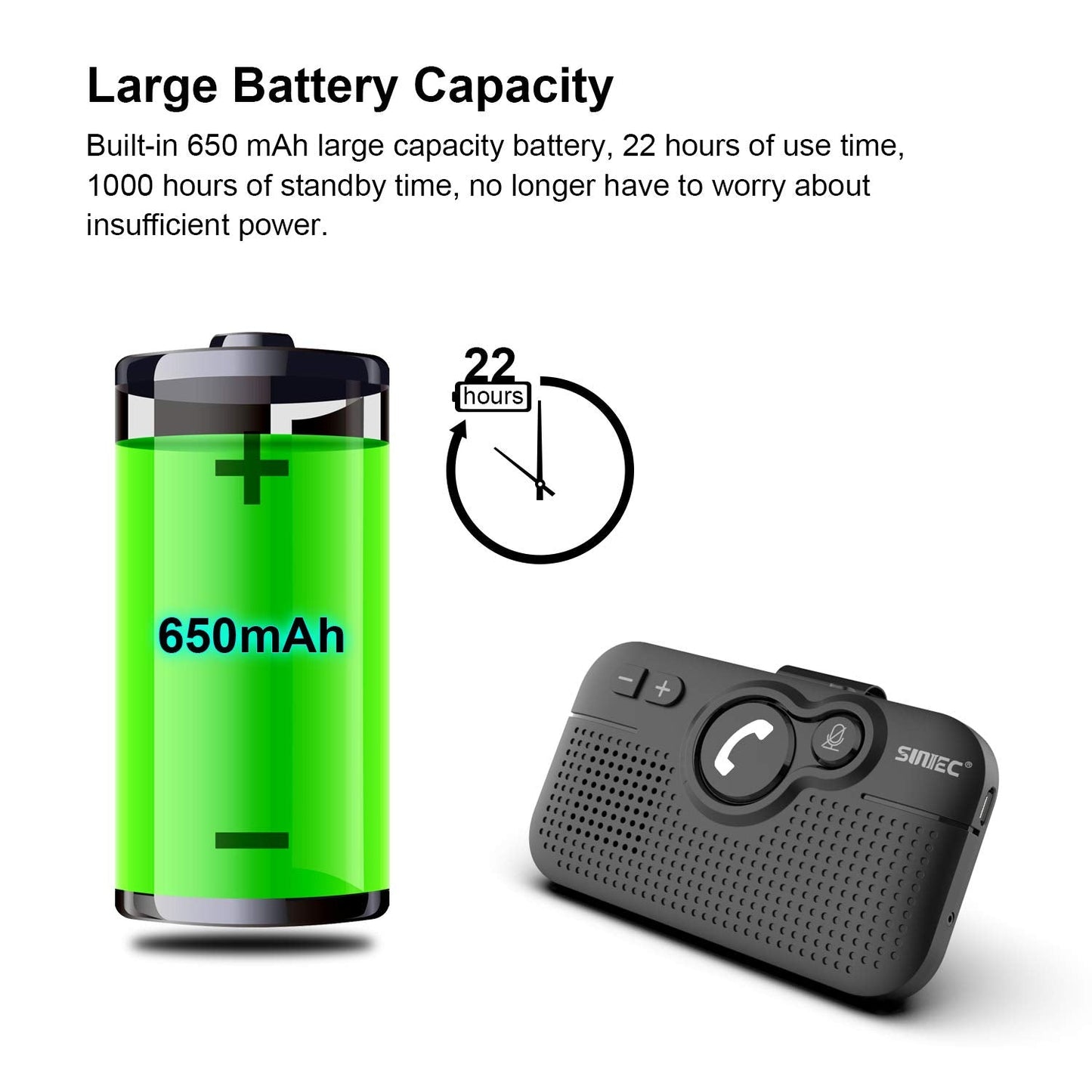 SUNITEC Handsfree Bluetooth Car Kit for Cell Phone, Wireless Bluetooth Speaker for Car, AUTO Power ON Support Siri Google Voice Assistant Hands Free Phone Speakerphone with Visor Clip-BC980SA