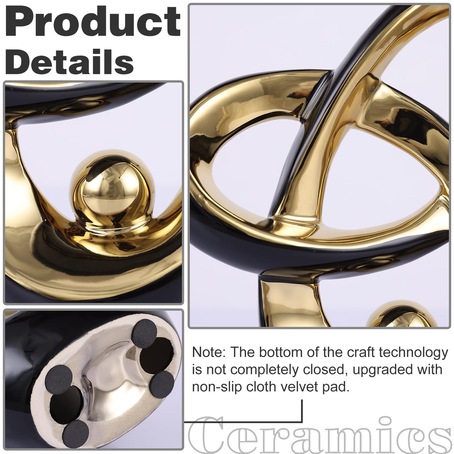 LINYTHER Black and Gold Decor Desk Sculpture Home Decor Large, Abstract Modern Art Gold Knot Knick Knacks for Shelves, Coffee Table Dining Table, Mantle Cabinet TV Stand Christmas Centerpiece