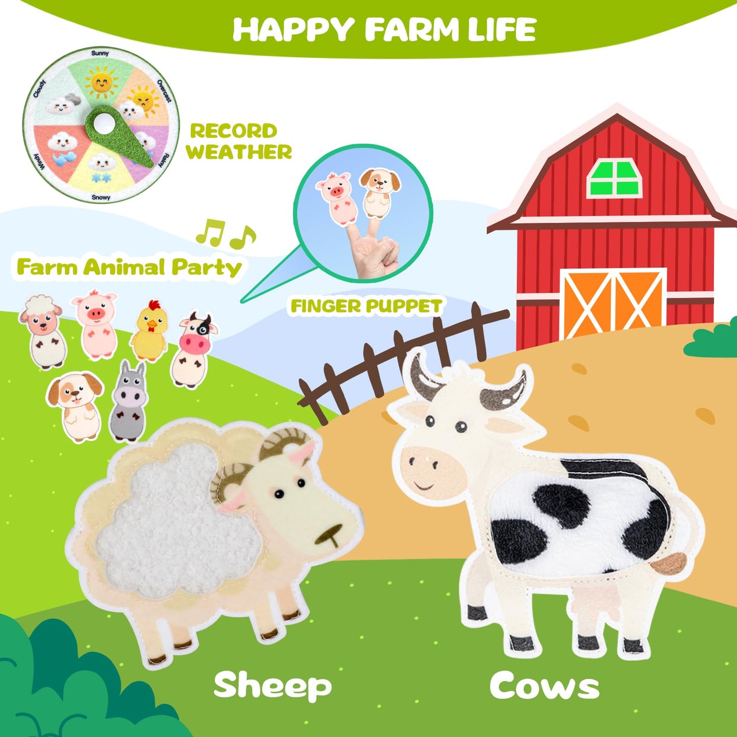 Quanquer Farm Busy Book With Talking Flash Cards for Toddlers 1-3 - Montessori Busy Board for Boy Girl Birthday Gift - Learning Educational Toys with 224 Sight Words - Airplane Car Toddler Travel Toys