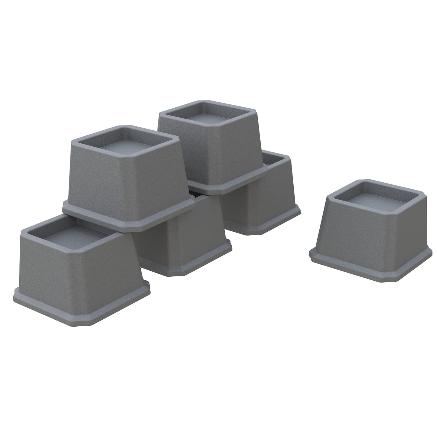 Whynonap Bed Risers 2 Inch Heavy Duty Bed Elevators, Set of 6 Lifts Up 2000 lbs Furniture Riser for Sofa and Table, Gray