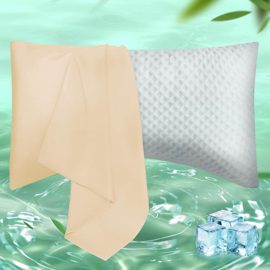 Curved Pillow Case Queen Size, Side Sleeper Pillow Cases Cover Cooling Rayon Derived from Bamboo with Zipper for hot Sleepers Hair and Skin, Breathable Silky Soft Pillowcase 1 Pack 20 * 30 Inches