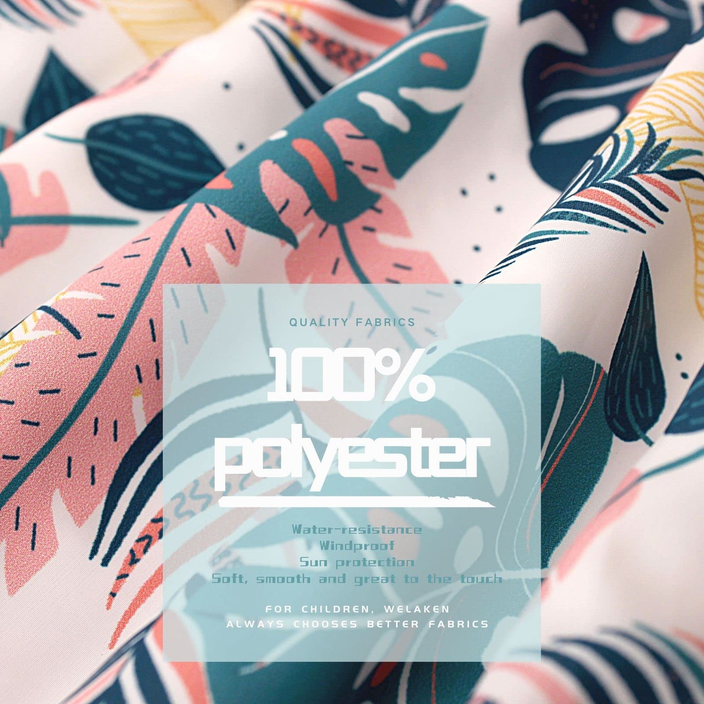 WELAKEN Girls' Water-resistant Jacket with Leaf Print, Sun Protection and Seasonal Transformation Jacket