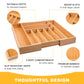oridom Large Premium Bamboo Silverware Organizer - Expandable Drawer Organizer & Utensil Organizer - 17"x19.7" Cutlery Tray with Dividers for Kitchen Utensils and Flatware (7-9 Slots) (Natural)