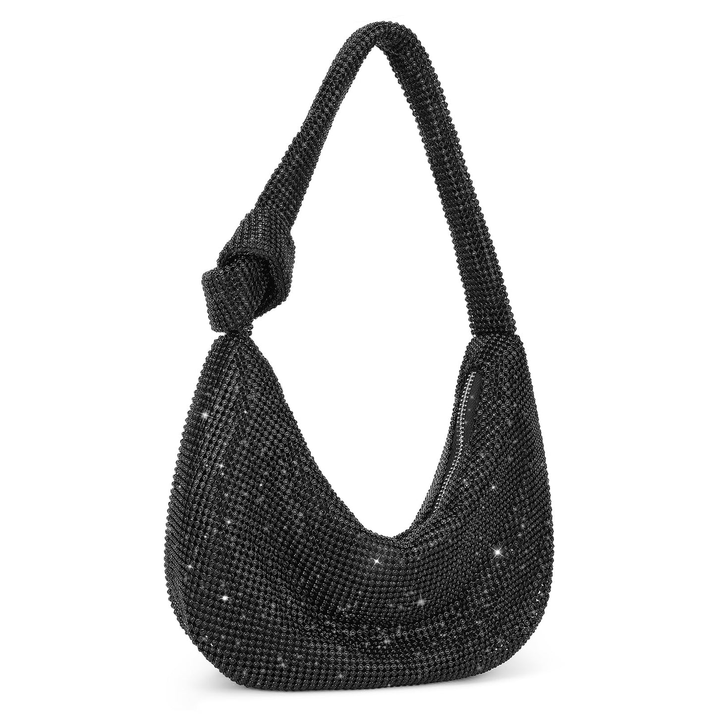 UBORSE Black Rhinestone Purse for Women Formal Evening Bag Clutch Wedding Black Purse Sparkly Prom Cocktail Party Handbag