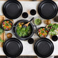 LIYH 16 Pcs Black Wheat Straw Dinnerware Set - Unbreakable Plates and Bowls Set, Dish Set for 4, Black Plastic Dinnerware Set Include Wheat Straw Dinner Plates Bowls Cups Kitchen & Camping