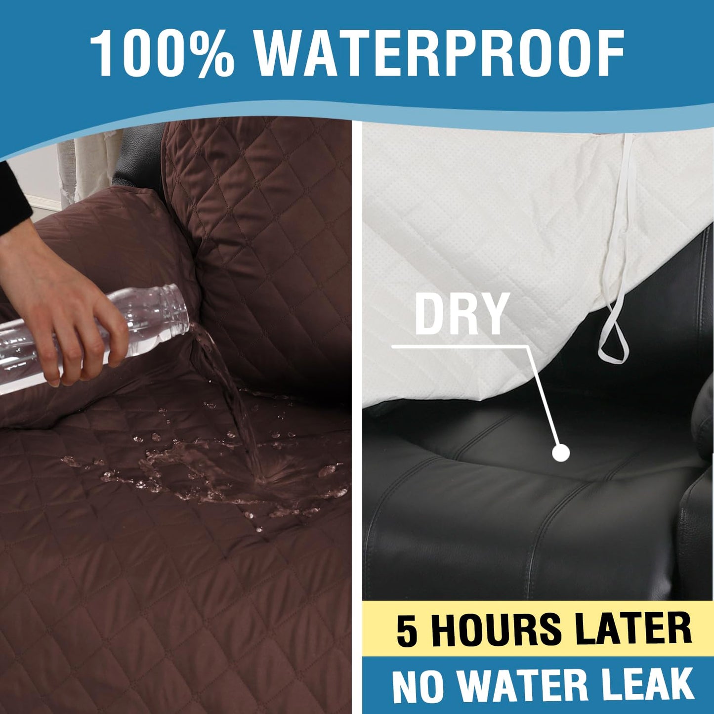 H.VERSAILTEX 100% Waterproof Power Lift Recliner Chair Cover Non Slip Electric Power Lift Recliner Covers for Recliner Chair with Pocket Large Recliner Chair Covers, Brown