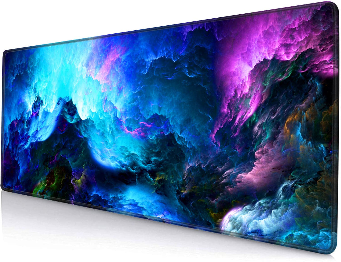 Gaming Mouse Pad, Large Non-Slip Rubber Base Mousepad, Keyboard Mouse Mat, Desk Pad with Stitched Edges, 31.5x11.8inch, Dazzling Galaxy