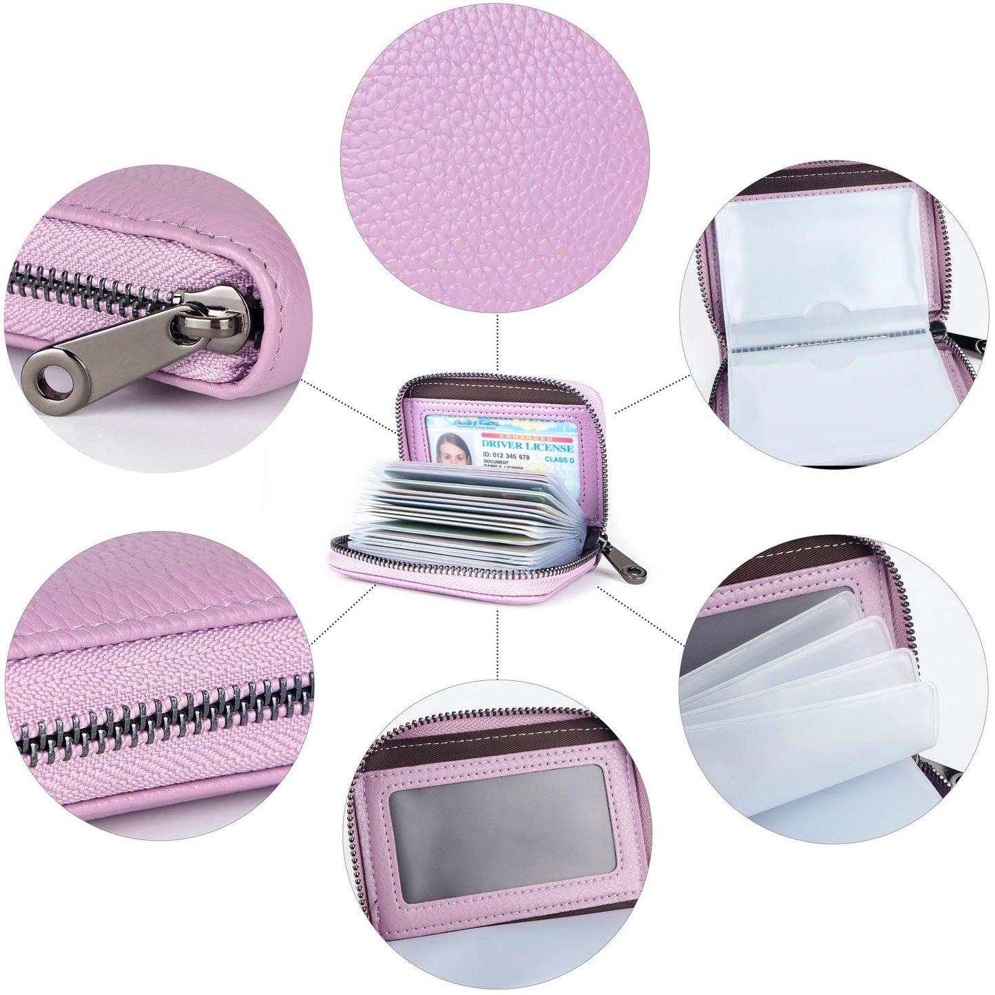 Aiyo Fashion Genuine Leather Credit Card Holder Wallet RFID Blocking Secure Card Case ID Case Organizer Zipper Wallet