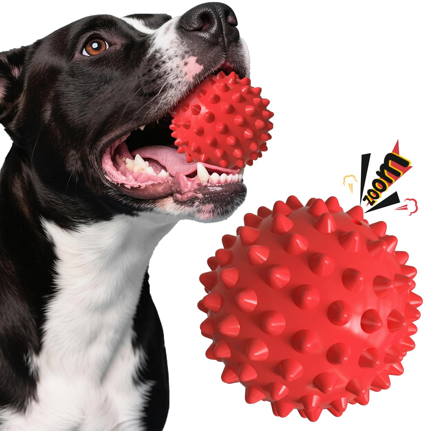 Apasiri Beef-Flavored Durable Dog Ball for Aggressive Chewers, Tough Squeaky Rubber Toy for Pitbulls Large & Medium Breeds