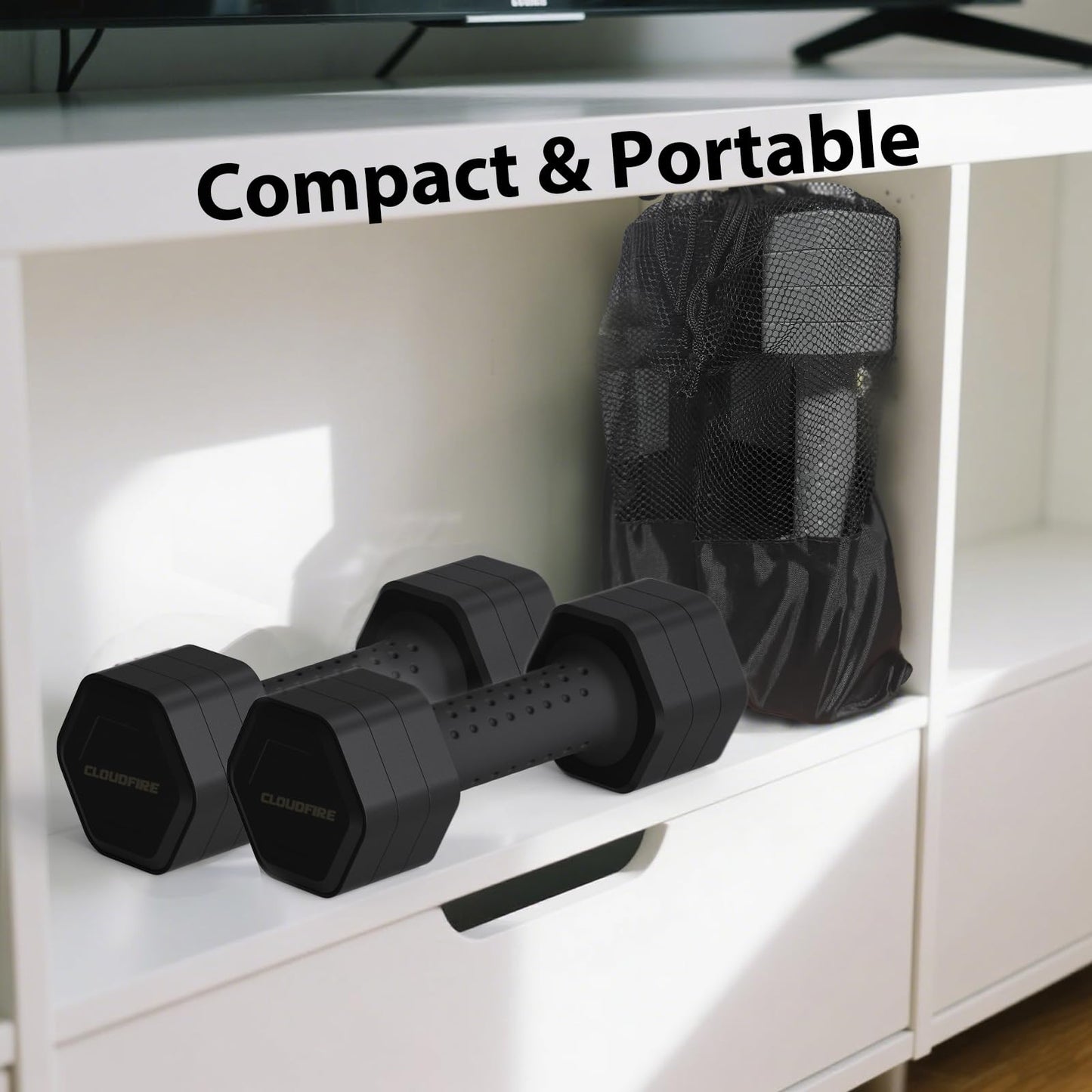 Adjustable Dumbbell Set of 2, Adjustable Dumbbells 5lb with TPU Soft Rubber Handle for Home Gym Exercise Training, Weight for Women and Men (Black)