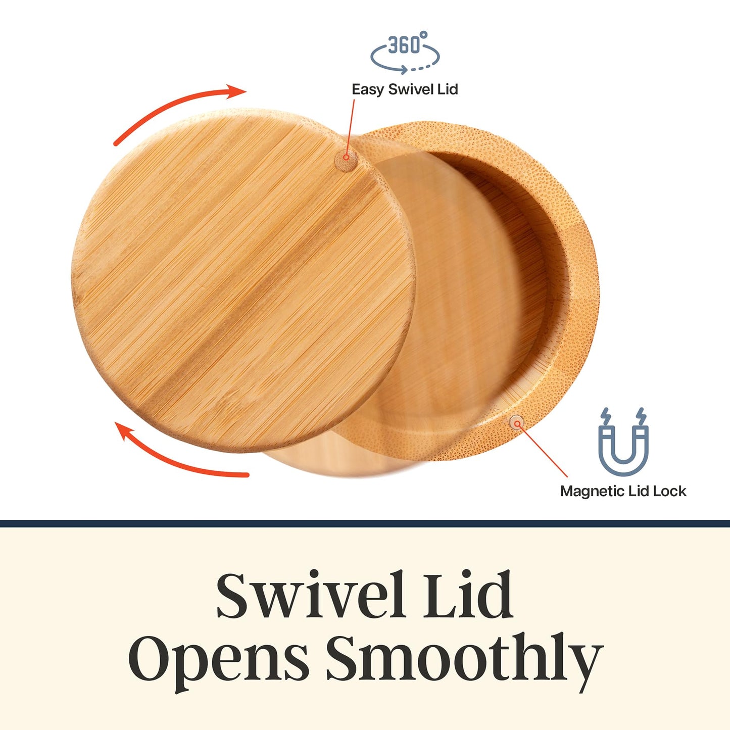 Totally Bamboo Salt Cellar with Swivel Lid – Bamboo Spice Box Storage Container for Kitchen Countertop with Magnetic Closure – Ideal for Sea Salt, Spices and Herbs